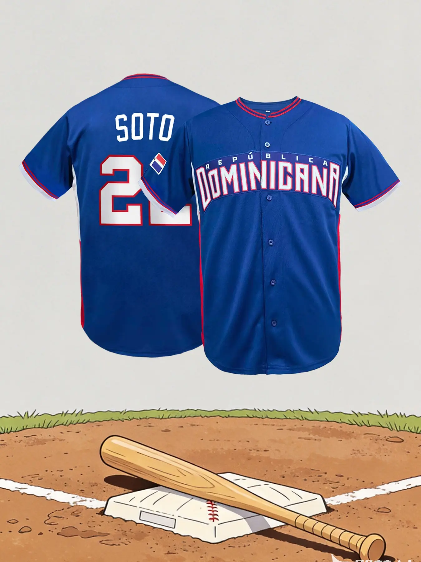 Dominican Republic 22 Baseball Sports Style Jersey | Stitched Short Sleeve | Breathable Casual Unisex Sports Uniform for Daily Wear & Fans Gift | Baseball Shirt