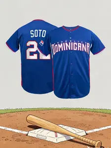 Dominican Republic 22 Baseball Jersey | Stitched Short Sleeve | Breathable Casual Unisex Sports Uniform for Daily Wear & Fans Gift