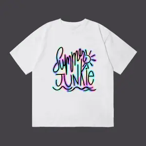 Cotton Oversized Summer Style Women's T-Shirt Summer Junkie Graphic Print Casual Wear For Beach And Vacation Perfect Gift For Her Friends And Family