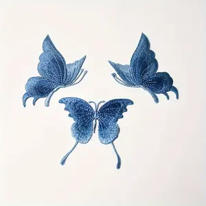 3pcs Lace Embroidered Butterfly Patches Sew on Clothes Applique Dancing Dress, Embroidery Applique Heat Patches for Jackets, Sew on Patches for Clothing Backpacks Jeans T-shirt