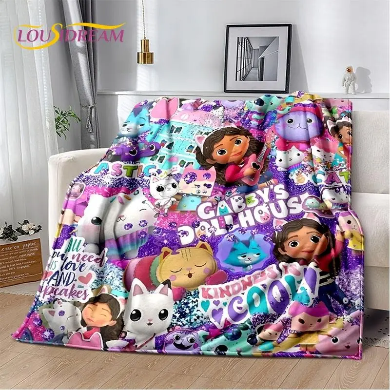 Cartoon Cute Gabbys Dollhouse Girl Soft Blankets,Keep Warm Throw Blanket Skin-friendly Blanket for Picnic Beds Sofa Home Bedroom