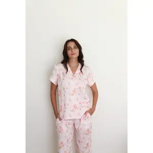 Pink Rose Satin Midnight Pajamas
