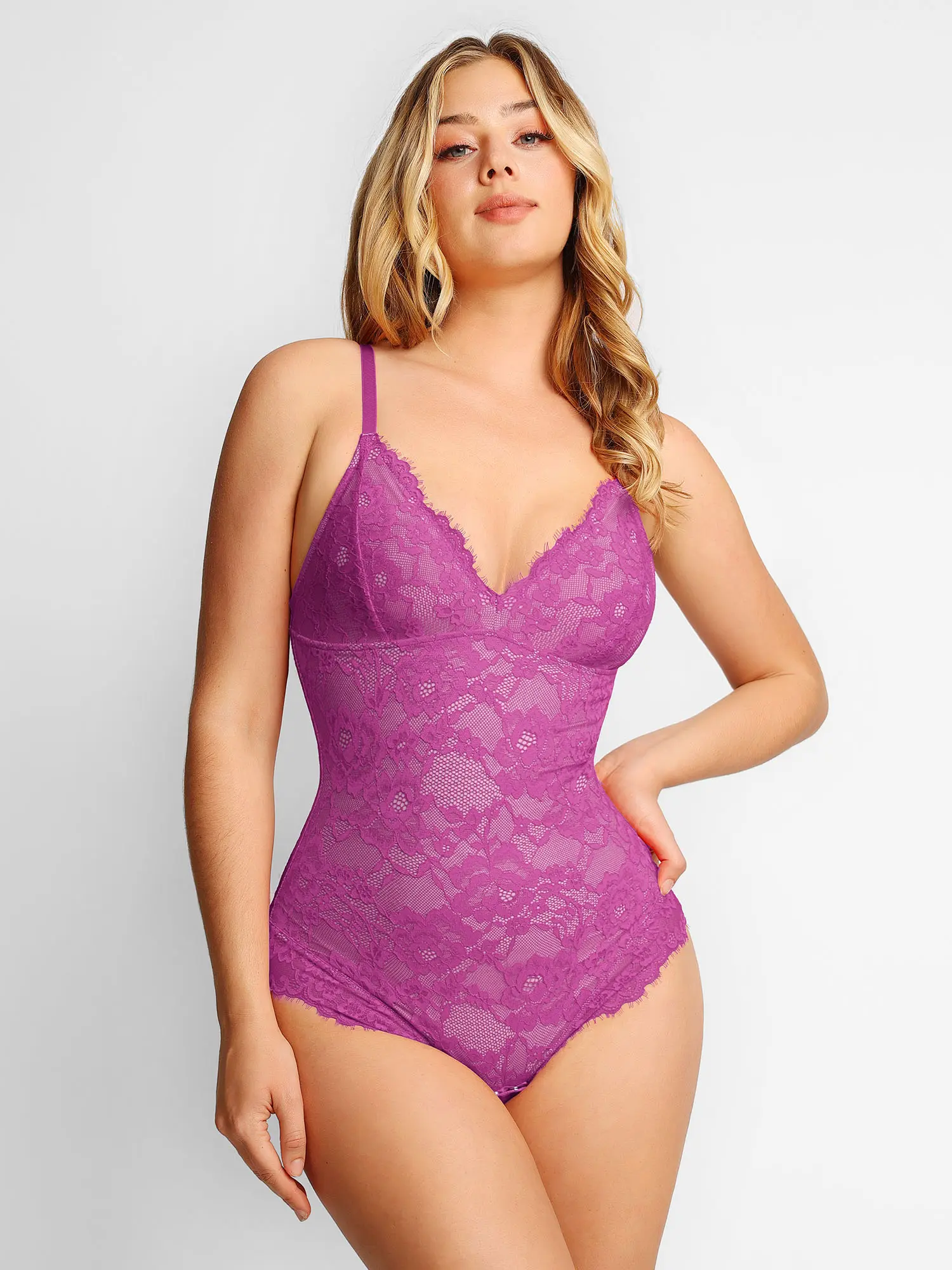 Popilush Lace Smooth V-Neck Shapewear Bodysuit Elegant - Live Popilush Lace Smooth V-Neck Shapewear Bodysuit Elegant - Live