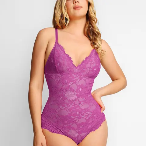 Popilush Lace Smooth V-Neck Shapewear Bodysuit Elegant - Live
