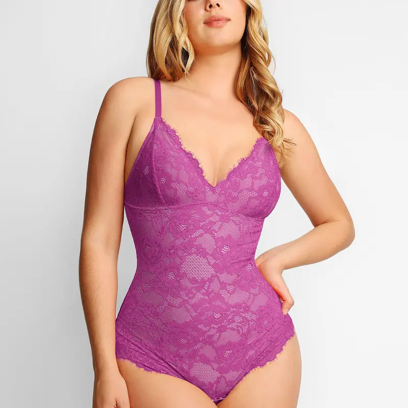 Popilush Lace Smooth V-Neck Shapewear Bodysuit Elegant - Live