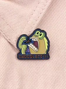 Cartoon Chocolate Broccoli Fish Enamel Brooch Pin, Creative Fun Alloy Lapel Backpack Accessory, Casual Unisex Fashion for All Seasons