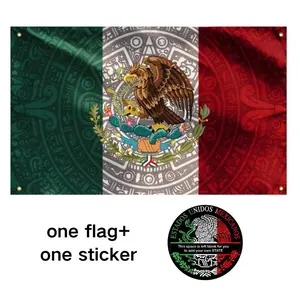3x5 FT Aztec Mexican Flag, 100D Double Sided Print Flag with 4 Brass Grommets, Perfect Decor for Independence Day Celebrations and Soccer Party summerwins