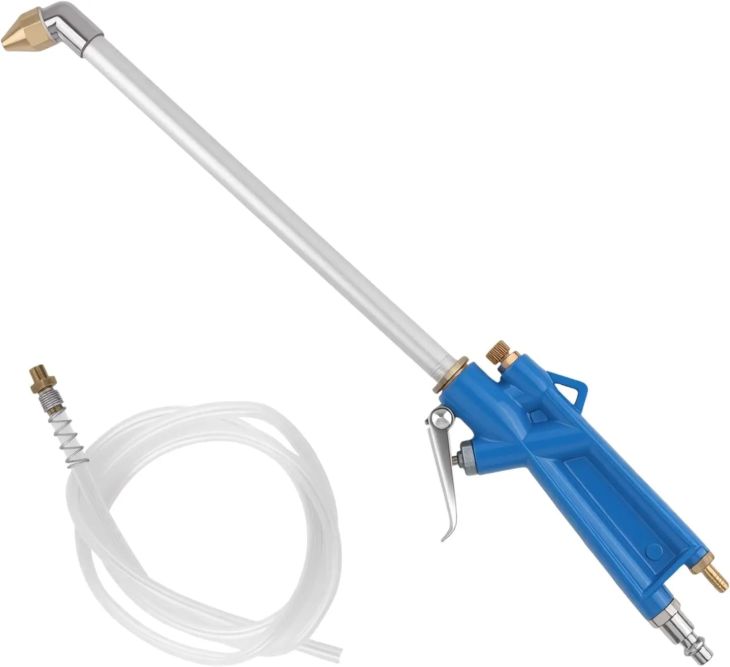 Pneumatic Engine Cleaning Air Blower Power Tool - Ergonomic Trigger Grip, 4ft Hose, Solvent Sprayer, 1/4" Diam Long Nozzle, High-Speed Syphon Spray, Reaches Tight Spaces & Engine Bays, Blasts Dirt & Oil Quickly, Home Improvement Work Tool