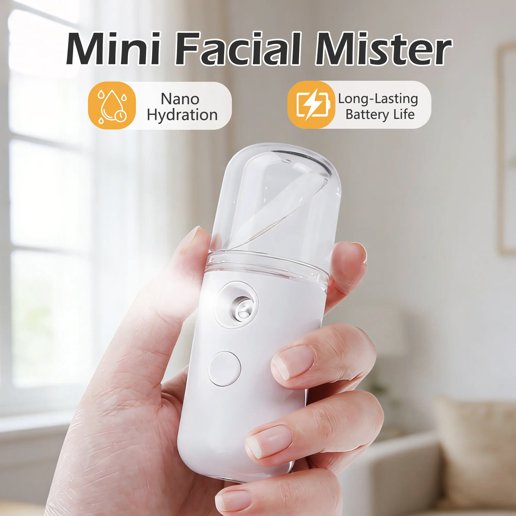 1 Count mini hydrating device, rechargeable nano facial sprayer, portable mini humidifier, suitable for travel and daily skincare, white