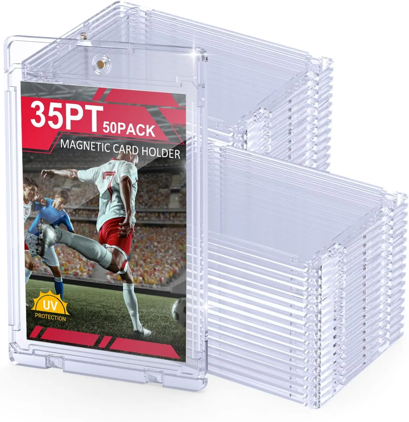 35PT Magnetic Trading Card Holders - UV-Resistant Acrylic 1-Touch Hard Cases, Protectors for Baseball, Football Sports Cards & MTG TCG Collectibles Storage Display magic