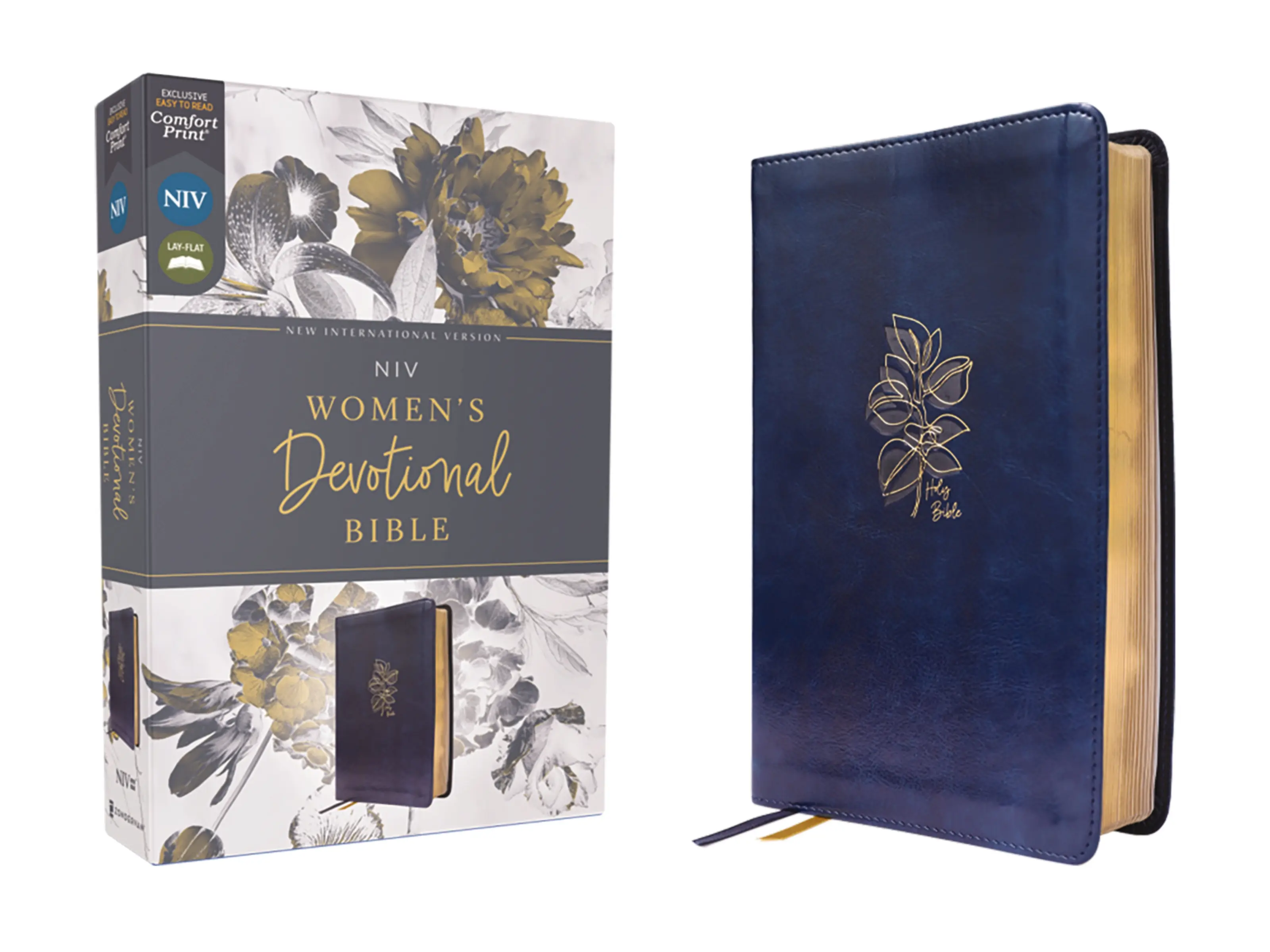 NIV, Women's Devotional Bible (By Women, for Women), Leathersoft, Navy, Comfort Print by Zondervan [Leatherbound Book]