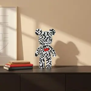 3600pcs Heart Pattern Lucky Bear 3D Puzzle Building Block Creative Decoration Gift Birthday Halloween Valentine Christmas Home Decor DIY Craft