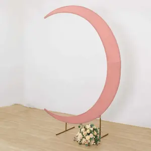 7.5ft Dusty Rose Spandex Crescent Moon Wedding Arch Cover, Custom Fitted Chiara Backdrop Stand Cover