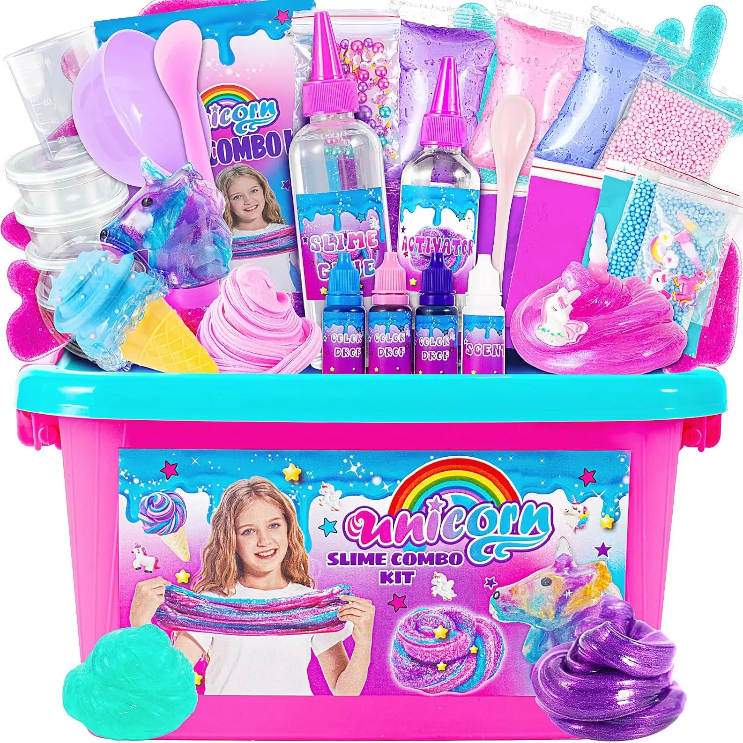 Halloween Fall Gift Mini Unicorn Themed Slime Birthday Party Kit – Glimmer, Crunchy, Foam & Galaxy Slime, Little Gifts for Girls, Birthday Gifts for 10-12 Girls, Party Favors for Kids