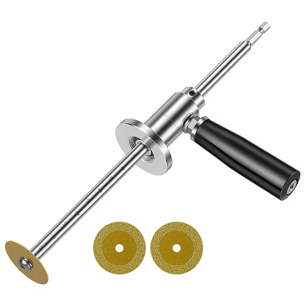 PVC Cutting Tools Internal Plumbing Tool with Diamond Grit Wheel, 7" Adjustable Depth Guide (1.5" to 8" Pipes), 1/4" Hex Shank for Impact Driver