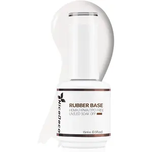 Nicedeco 4 In 1 Rubber Base Gel For Nails, Hema Free Clear Sheer Color Gel Nail Polish UV LED Soak Off, Elastic Rubber Nail Strengthen Enhance Base Coat Color Gel Polish 003