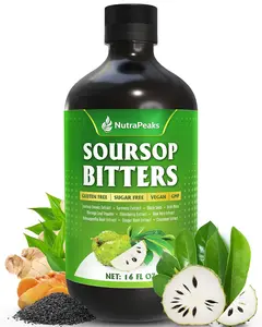 Soursop Bitters Liquid – Premium Herbal Blend with Soursop Leaves, Black Seed, Moringa, Ashwagandha, Senna, Goat Weed & Ginger, 16 fl oz | Natural Botanical Blend