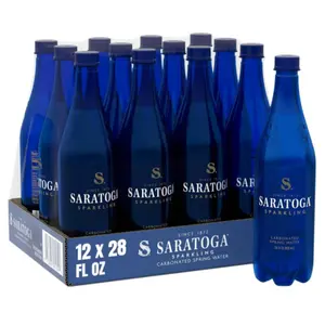 Saratoga Sparkling Water Bottles, 12-Pack – Carbonated Spring Bottled Water – Recycled PET Plastic Bottles – 28 Fl Oz