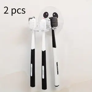 2pcs Self-adhesive Razor Holder Wall-mounted Toothpaste Dispenser Toothbrush Holder Razor Holder Bathroom Storage Organizer