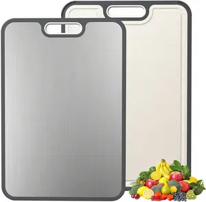 Titanium Cutting Board for Kitchen, Cutting Board Double Sided Food Grade, Pure Titanium and Wheat Straw PP, Easy to Clean Large Size 16”×11”