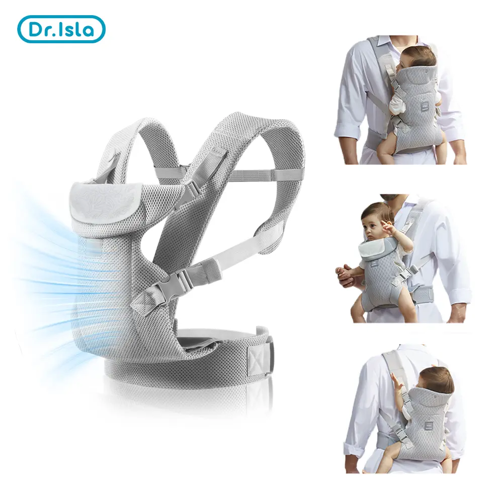 Dr.Isla Ergonomic Baby Carrier, Lightweight Newborn to Toddler 7-45 lbs, Cross-Back Support & Lumbar Pad, Easy One-Person Wear, Sweat-Free Cooling Mesh, Bump-Resistant Soft Seat for Spine Safety, IHDI Hip-Healthy, Hands-Free Travel Essential