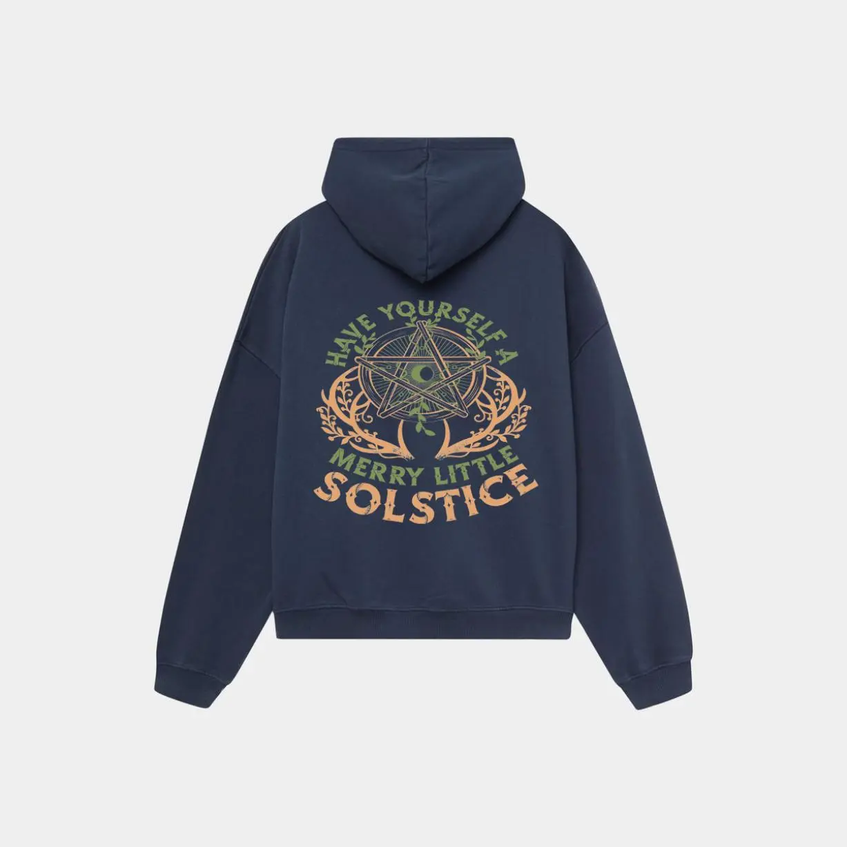 Women's Soft Pullover Hoodie, Witchy Merry Little Solstice Sweatshirt, Smooth Loose-Fitting Unisex Tops for Warmth, Casual, Vintage, Chic, Style, Long Sleeve, Piece, Black, Everyday, Fabric, Vintage Hoodie, Relaxed Cut, Unisex S-4Xl, Warmth Focus, Ultra-S