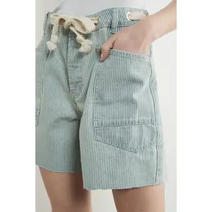 Barrel Denim Shorts - striped