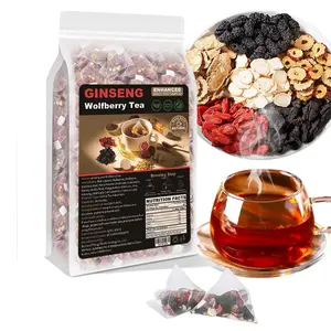 Natural Herbal Detox Tea Ginseng Maca Goji Mulberry Blend Ginseng Seven Treasure 20 Bags Cleanse Liver and Restore Body Balance traditional chinese herbal tea Beverage