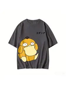 2026 Oversized Psyduck Graphic T-shirt Man Women Short Sleeve Tee Anime Print Casual Tops Summer Streetwear Unisex Y2k Clothes