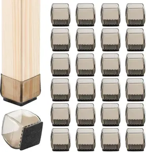 24 pcs Square Chair Leg Floor Protectors, Felt Furniture Pads Reduce Noise,Furniture Sliders,Silicone Chair Leg Covers Protect Floors(Large-Black:1.1 "-1.5"/30mm-40mm)