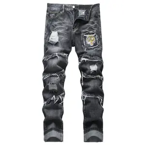 Men's Slim Fit Stretch Jeans Ripped Skinny Jeans for Men, Fashion Distressed Straight Comfort Flex Waist Pants, Pants for Men Streetwear Stylish Denim thanksgiving outfits birthday outfits jeans for men