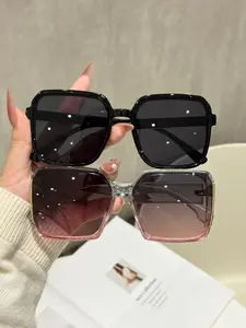 2 Pairs Fashionable Women's Large Frame Trendy Square Sunglasses, Minimalist Luxury Style, Uv400 Protection, Ideal for Daily Commute, Streetwear, Travel, Gifts, Trendy Styling Sunglasses