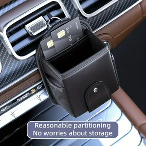 Multifunctional PU Leather Car Vent Phone Holder & Storage Bag, Fashionable Eyeglass Holder, Organizer for Keys and Tissues, Car Organizers, Car Console Organizer