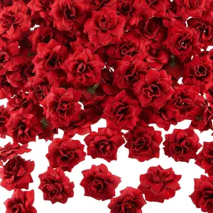 100 Pieces Artificial Roses Head 1.77 in Fake Silk Rose Head DIY Fake Heads for Wedding Flower Wall Bouquet Decoration (Red)