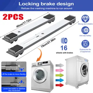 2Pcs Adjustable Washing Machine Stand Refrigerator Base Mount Mobile Roller Bracket Movable Racks Dryer Holder Universal Multifunctional Move The Wheel, Can Be for Moving Washing Machines, Refrigerators, Sofas, And Cabinets