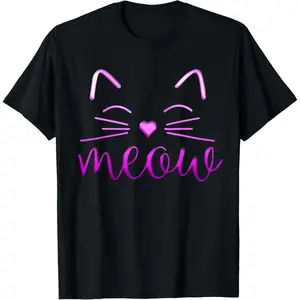 Meow Cute Cat Face Funny Quote for Cat fans T-Shirt