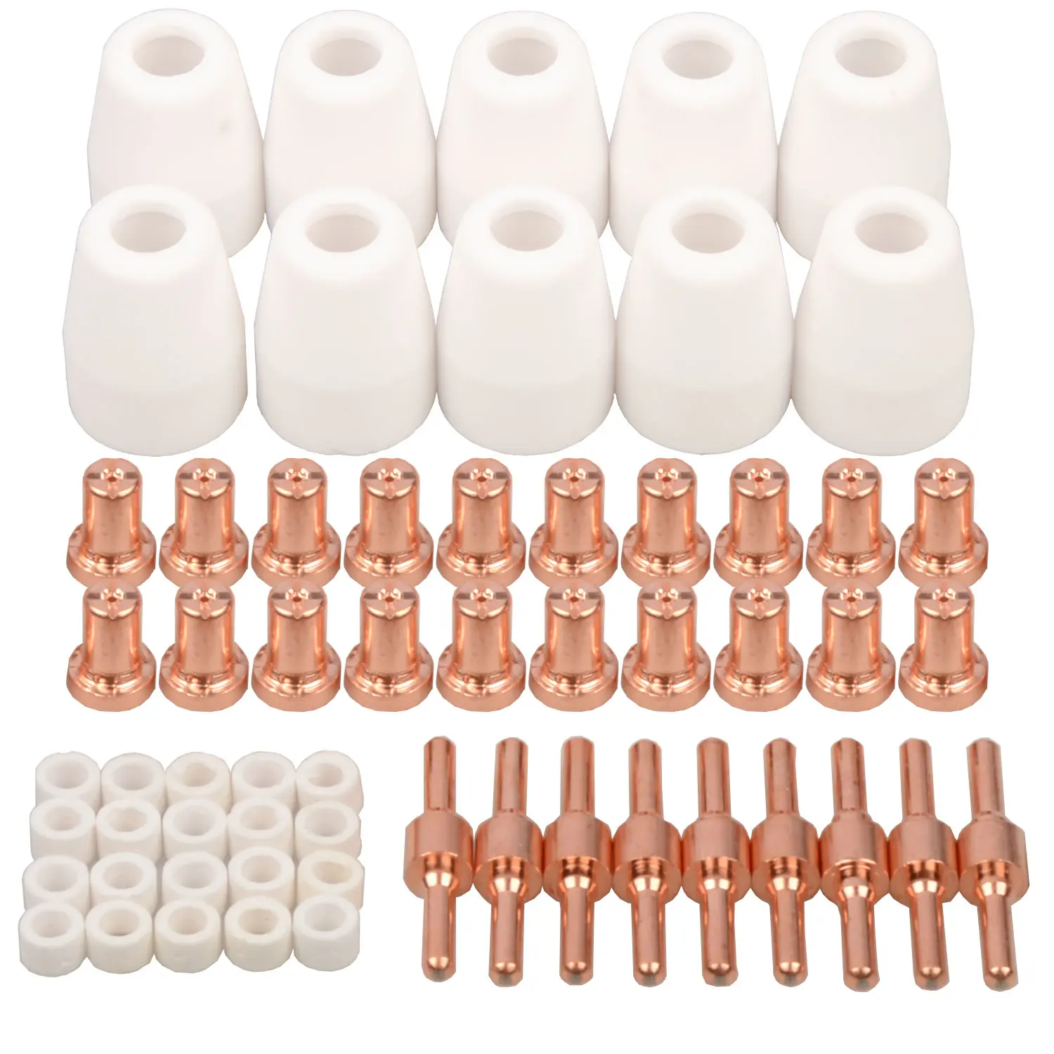 ANZAN 60pcs PT-31 Type Extended Air Plasma Cutting Nozzle & Electrode Parts, Welding Accessories for CUT-40, CUT-50D, CT-312 Heavy-Duty Tools
