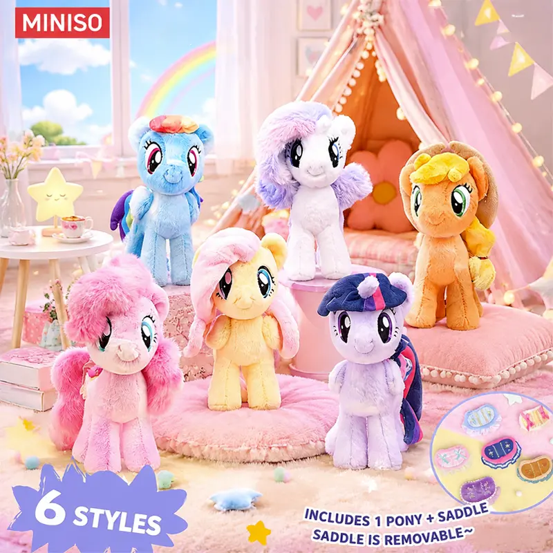 [Back to school] MINISO My Little Pony Series 2 Plush Keychain Blind Box, Cute Kawaii Bag Pendant Charm, Popular Viral Collectible Mystery Figurine, Portable Backpack Decor, Lovely Holiday & Back-to-School Surprise Gift for Girls & My Little Pony Fans