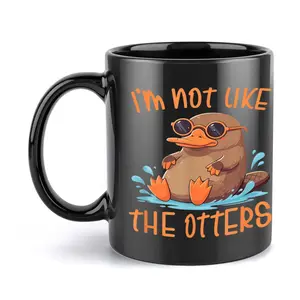 1pc Platypus Coffee Mug, 11oz Ceramic, Humorous "I'm Not Like the Otters" Design with Glasses & Water Theme, Ideal for All Seasons, Perfect Gift for Birthdays & Holidays, Coffee Bar Accessories
