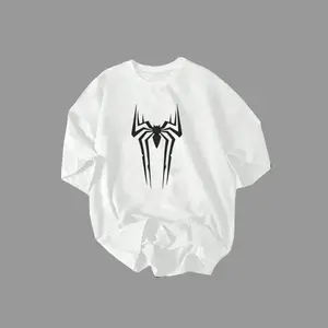 Men's retro spider pattern T-shirt, regular fit hero streetwear, casual soft cotton women's top