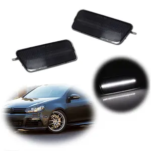 2pcs For 2010 2011 2012 2013 2014 VW MK6 Golf GTI Front White LED Side Marker Lamps Light Smoked Pair,Replace OEM 5K0-945-072 / 5K0-945-071