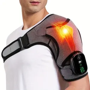 Electric Heated Shoulder Massager with Vibration Massage Stand, Relieve Joint Pain, 3 Heating Settings, Comfortable Shoulder Wrap Pad