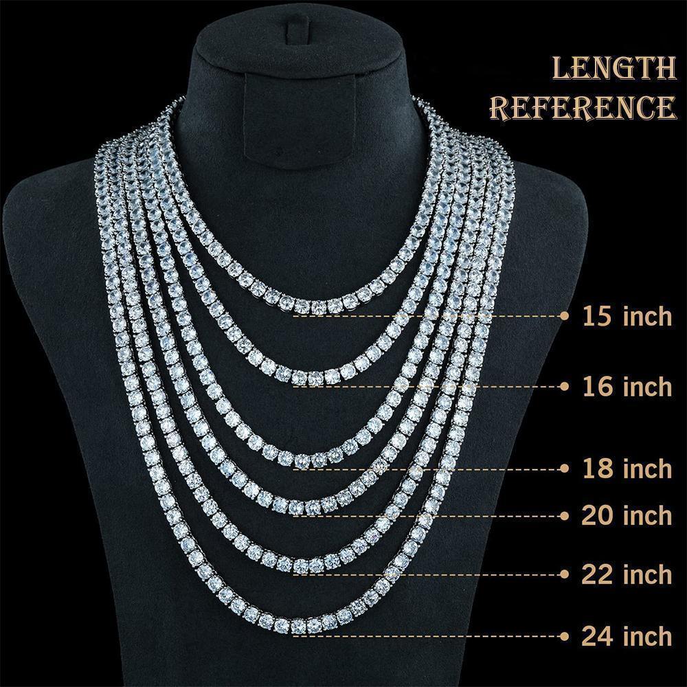 FEOBUR 3/4/5mm Real Moissanite Tennis Necklace for Women Men S925 Silver Certified Full Diamond Neck Chains Trendy Jewelry Gift
