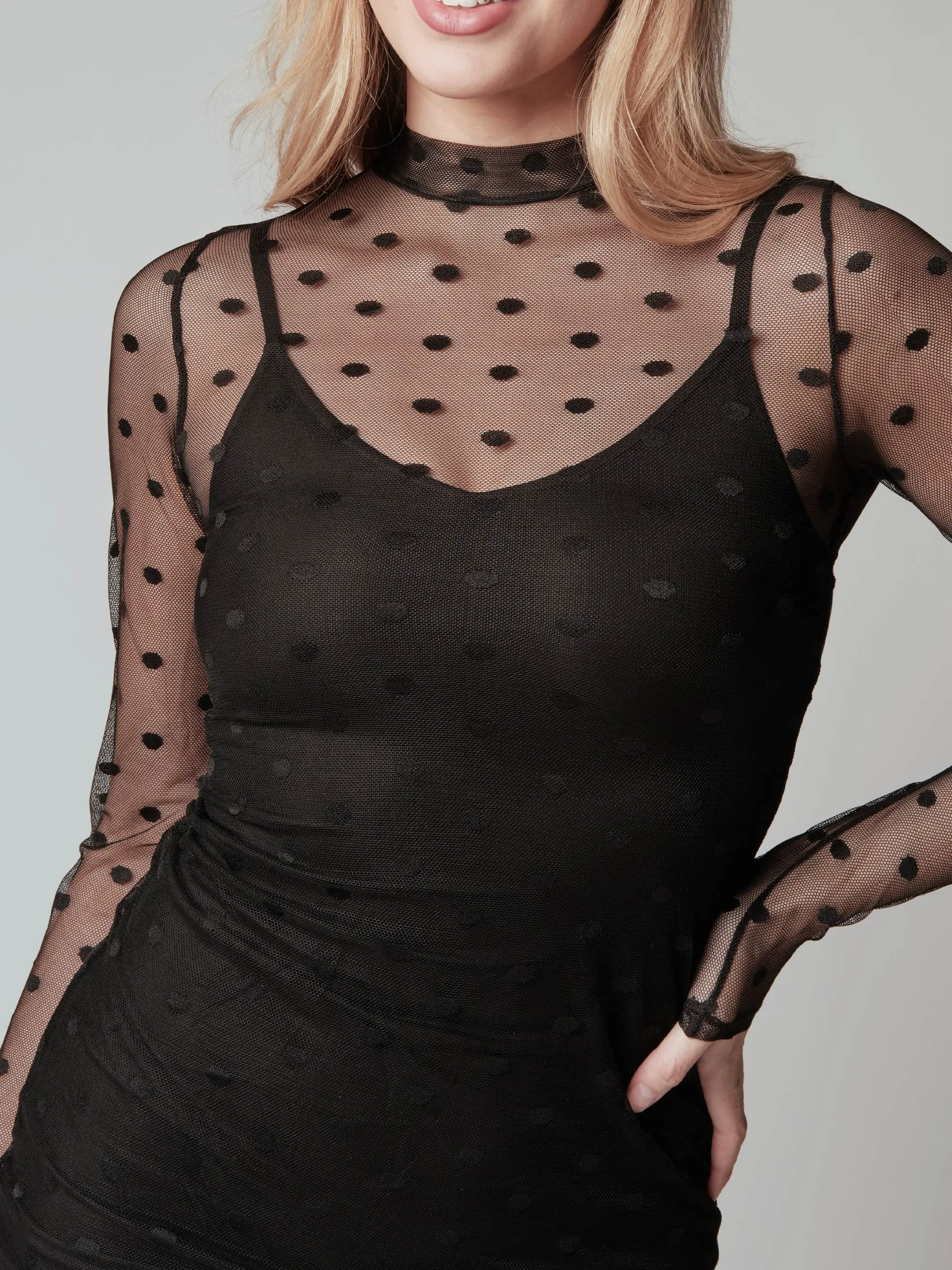 knee length dresses for ladies Journi High Neck Mesh Mini Dress | Backless Halter Mini Dress