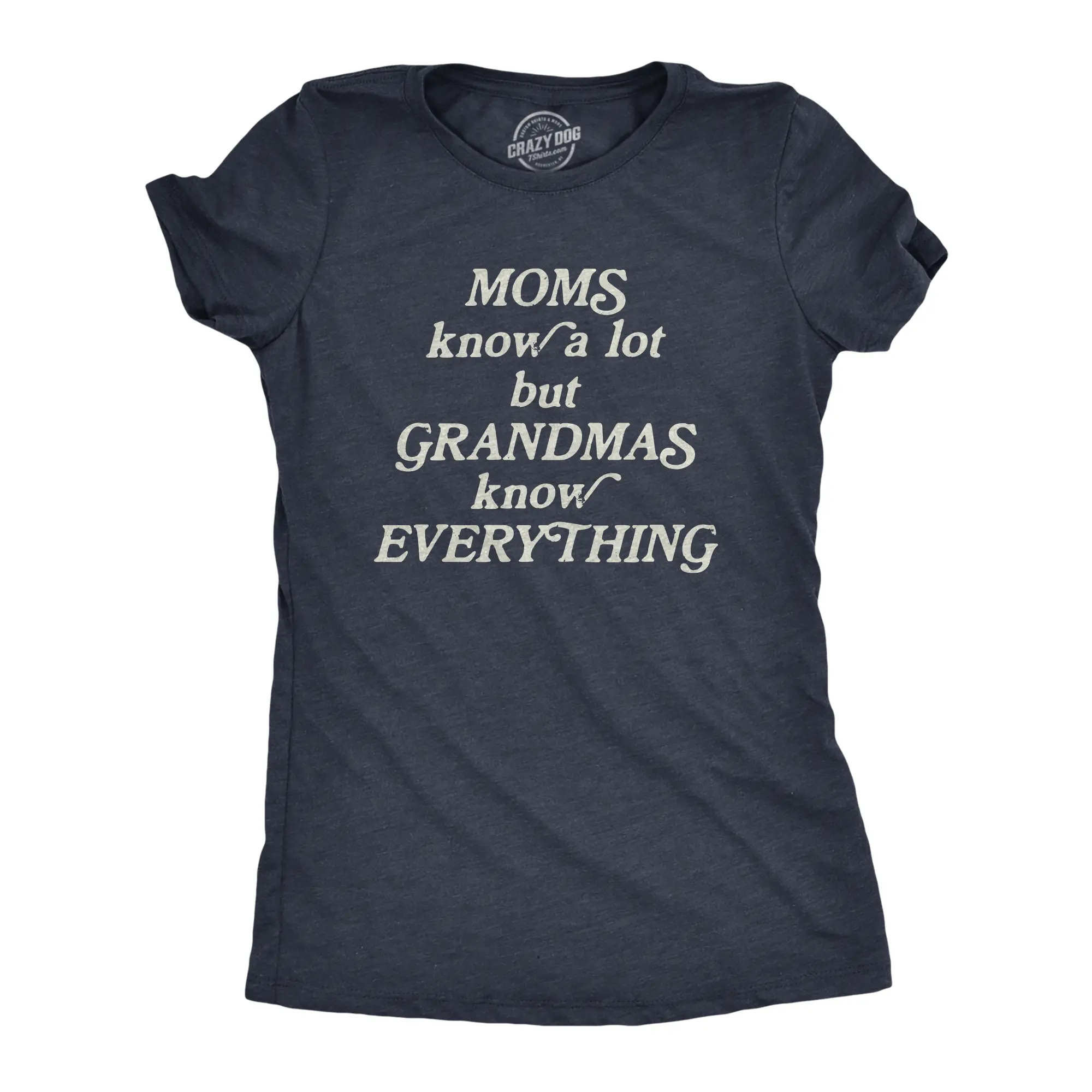 Womens Moms Know A Lot But Grandmas Know Everything T Shirt Funny Mothers Day Family Tee Funny Womens T Shirts Cute Vintage Fashion Casual Ladies T-Shirt Gift Mother's Day Tops for Women Women's Novelty Tees Navy