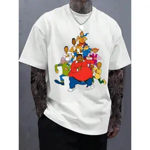 Fat Albert and Cosby's Child Pattern Print T-Shirt - Boutique 180g Thickened Cotton, Men's Fashion Casual, Short-Sleeved Crewneck, High-Quality Graphic Tee for Everyday Wear made in usa Top Black Menswear Tshirt