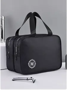 Men's Dual-Layer Travel Wash Bag, Waterproof Large Capacity Makeup Case, Dry Wet Separation, Portable Luxury Storage, Travel Cosmetic Bags, Cosmetics Bag