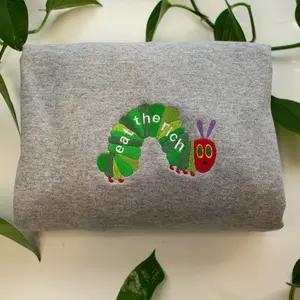 Hungry Caterpillar Eat the Rich Sweater, Embroidered Caterpillar sweatshirt Funny Gift