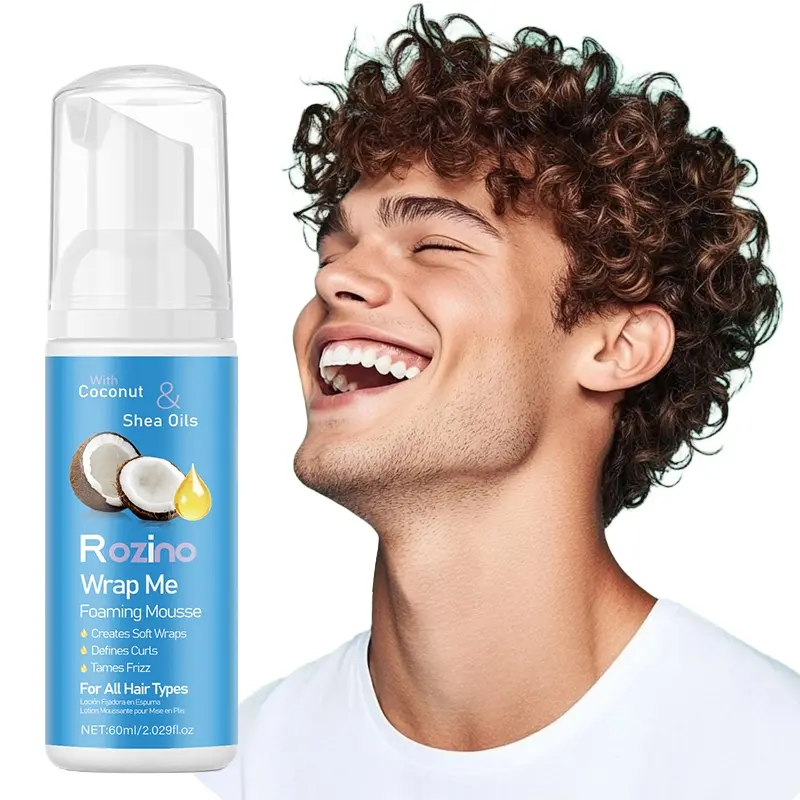 Rozino Coconut Oil & Shea Butter Curl Styling Foaming Mousse, Curl Defining Mousse, Triple Action Soft Curls, Define & Smooth Frizz, Deep Nourishment, Moisturizing, Frizz Control, Nourishing, Hydrating, Moisture