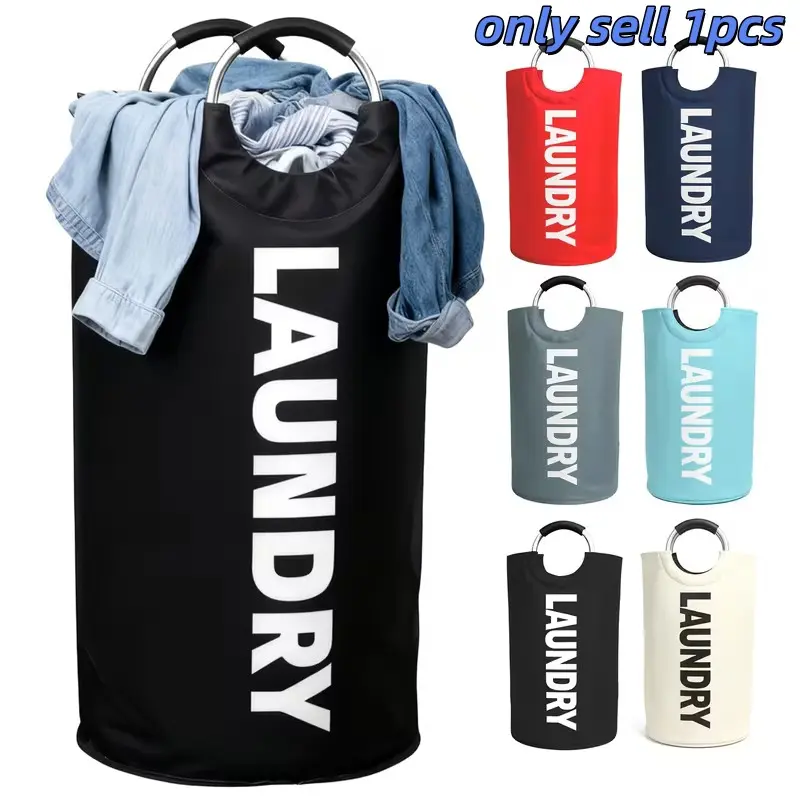 Extra Large Foldable Laundry Basket Storage Bag, Laundry Hamper, Laundry Bin, Aluminum Alloy Handle, Space-Saving Design, Ideal for Bedroom, Bathroom, Dorm, Closet Organization, Laundry Organizer